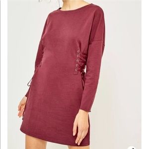 Silence + Noise Lace-Up Side Corset T-Shirt Dress